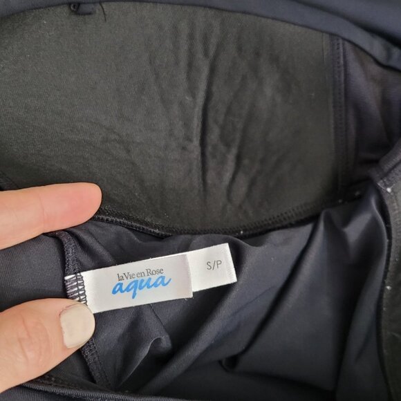 La Vie En Rose Aqua Black Strapless Cover Up Dress One Piece Padded Size Small - Picture 7 of 8